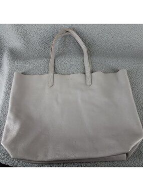 Cuyana Leather Tote Bag Gray Large Purse Classic Everyday Office School Travel